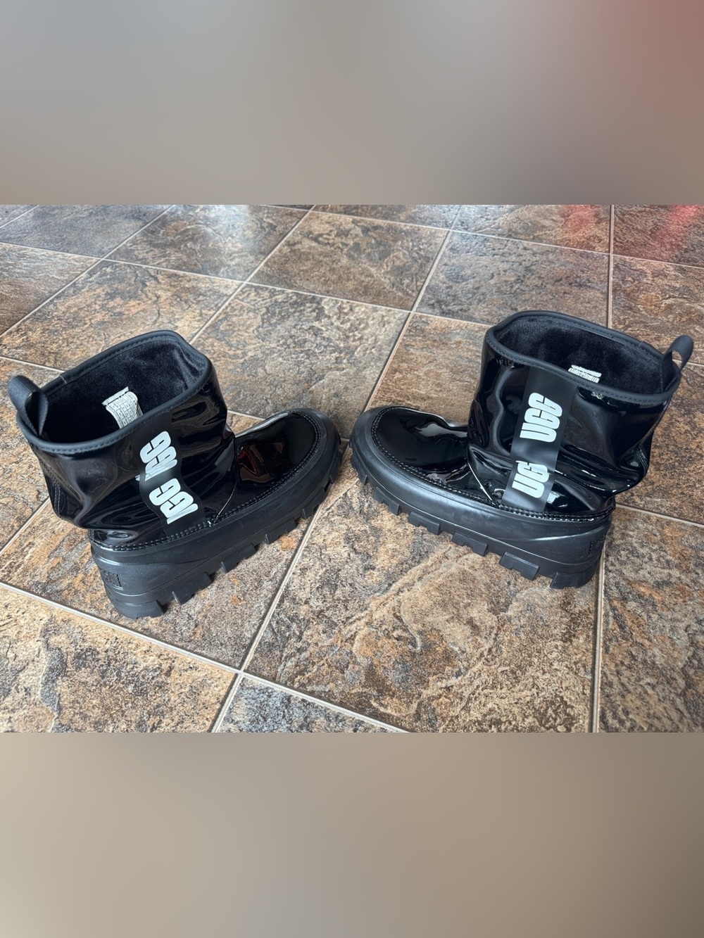 UGG Classic Brellah Mini Waterproof Slip On Rain Boot- Black, Women’s Size 10